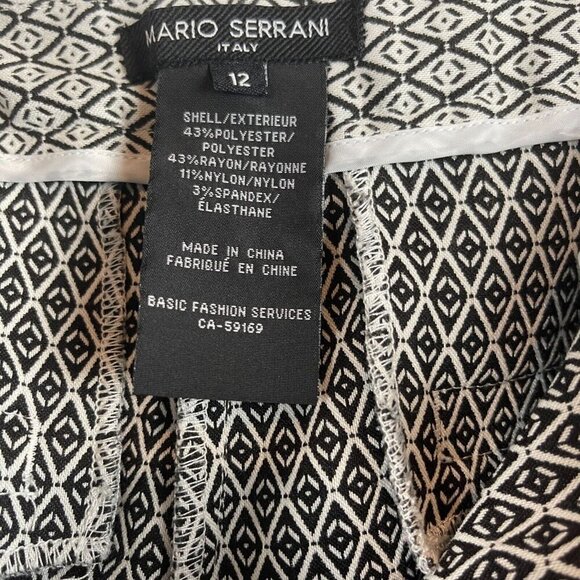 Mario Serrani Italy Women Stretch Geometric High Rise Print Pants Size 12 - Picture 3 of 7